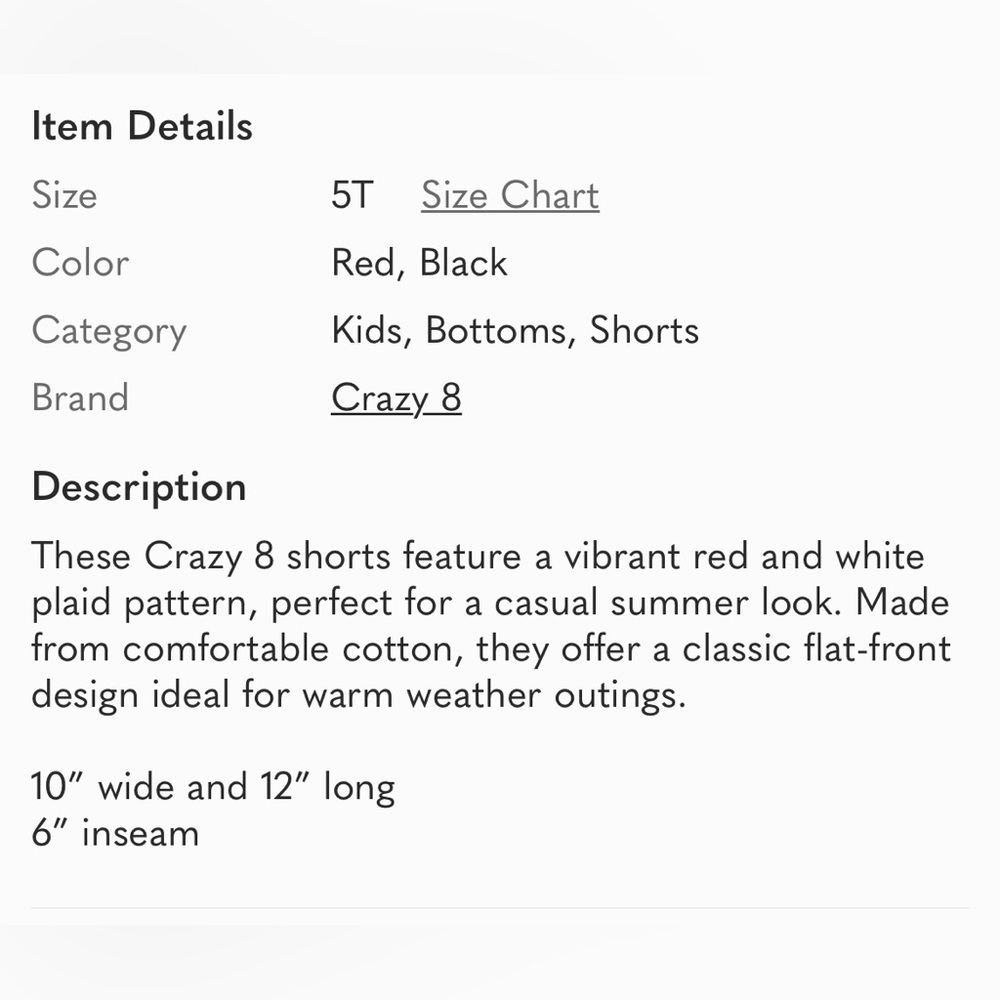 Crazy 8 Red, Black and White Plaid Shorts - Picture 5 of 5